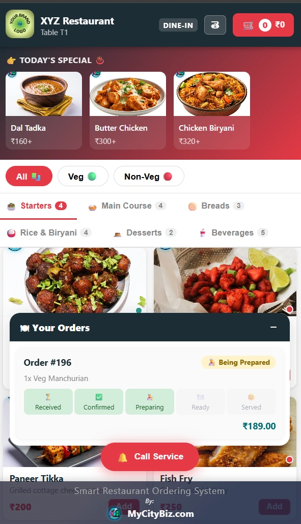 Live order tracking screen