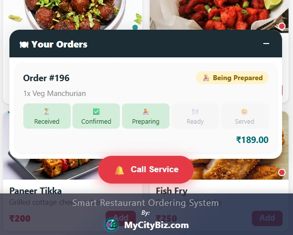 Order marked ready for serving